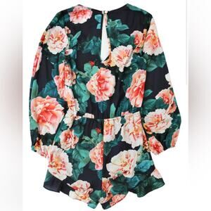 SHOW ME YOUR MUMU Romper Rocky Long Sleeve Floral Rose Black Pink Size Small